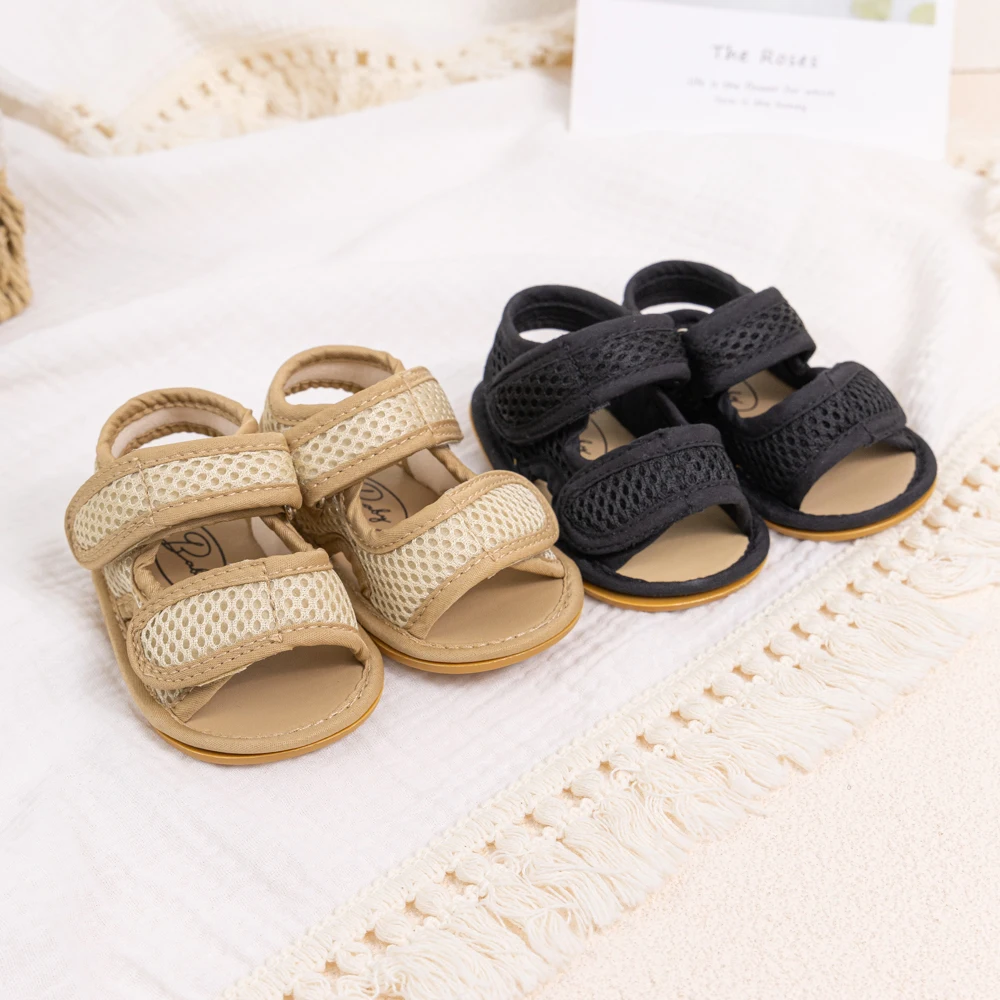 KIDSUN Summer Sandals Baby Girls Boys Shoes Open Toe Infant Shoes Newborn Rubber Sole Non-Slip First Walker Crib Shoes 1