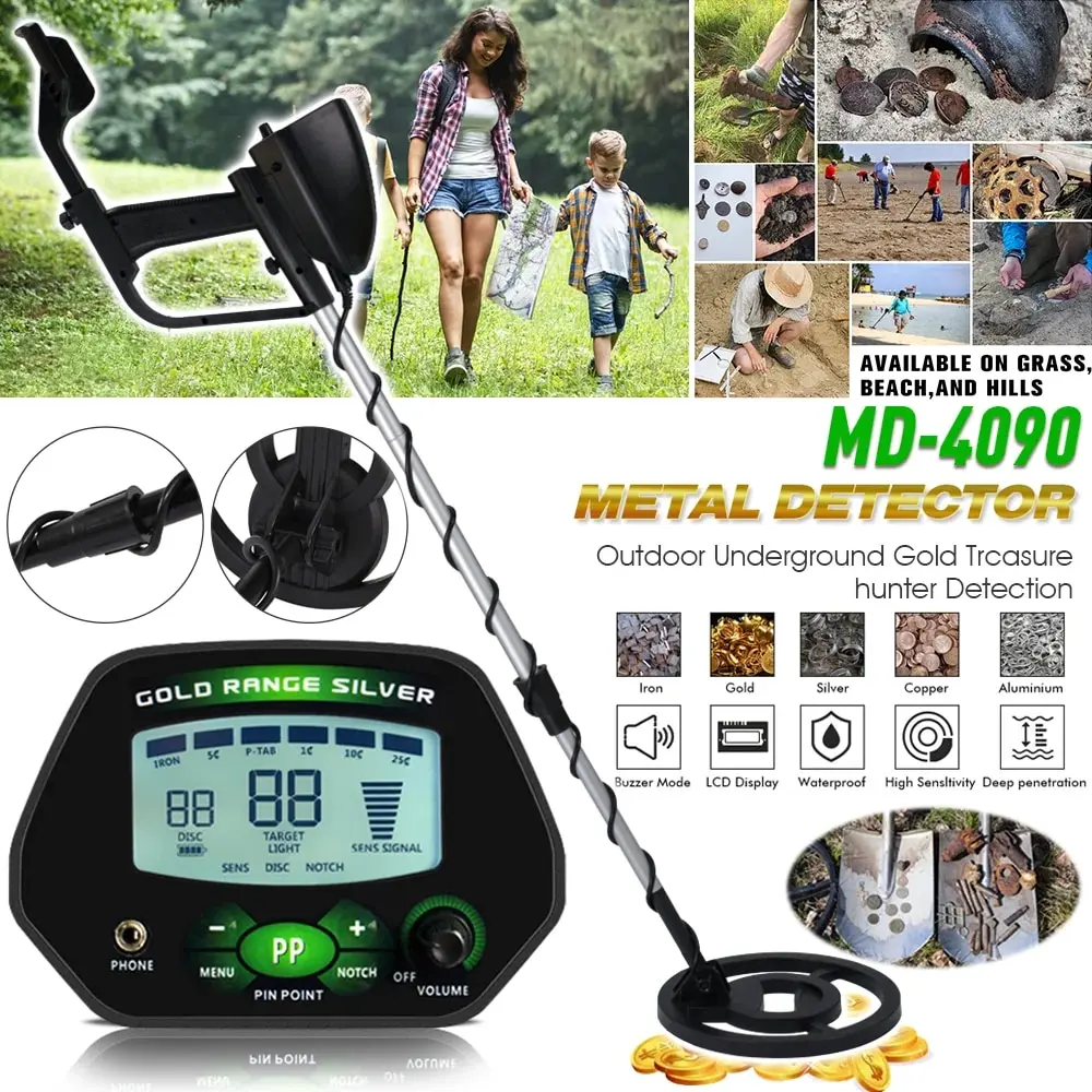 MD-4090 Professional Metal Detector Underground Gold Detector High Accuracy Metal Finder Waterproof Search Coil Seeker Treasure