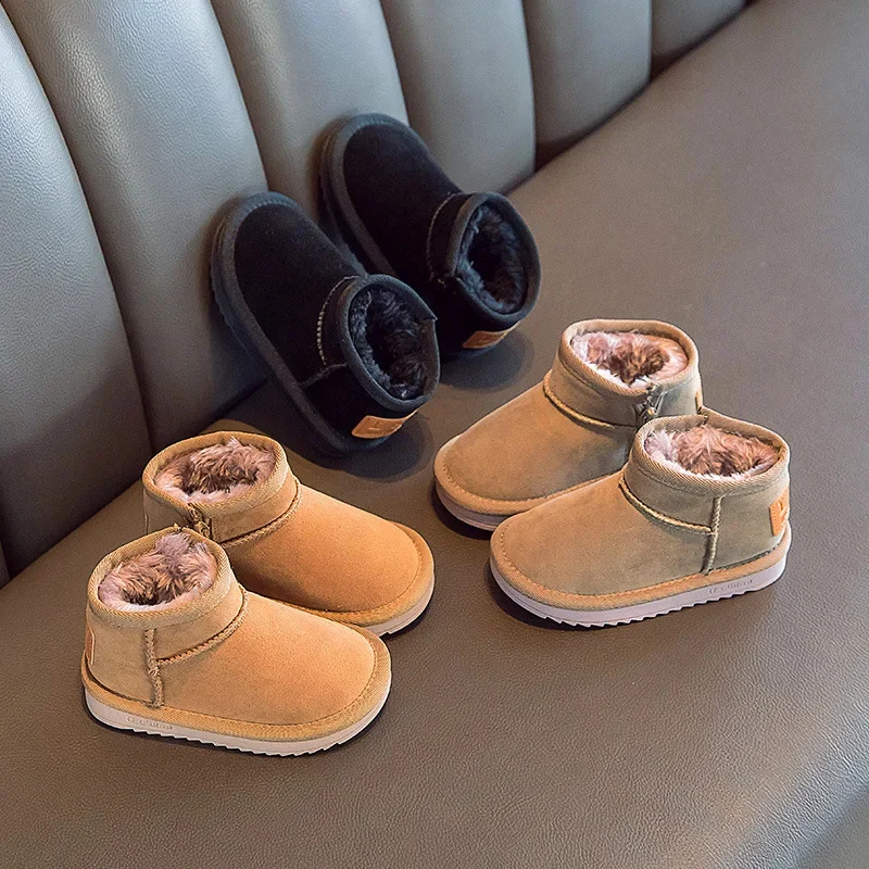 

Size 21-36 Children Snow Boots Winter Kids Shoes Anti-slip Waterproof Boots Unisex Boys Girls Warm Thick Fur Ankle Boots