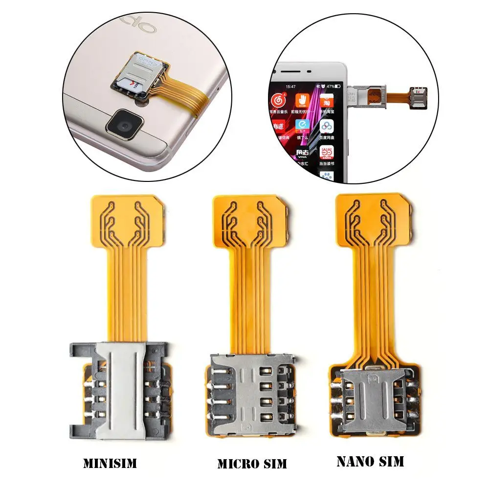 Universal TF Hybrid Sim Slot Dual SIM Card Adapter Micro SD Extender Nano Cato Android Phone