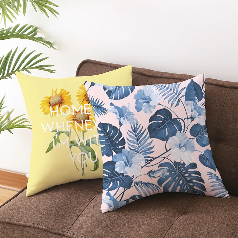 Summer Nordic Throw Pillow Cushion Cover for Sofa High Quality Peach Skin Tropical Style Pillow Case Home Decor Decorative Hogar