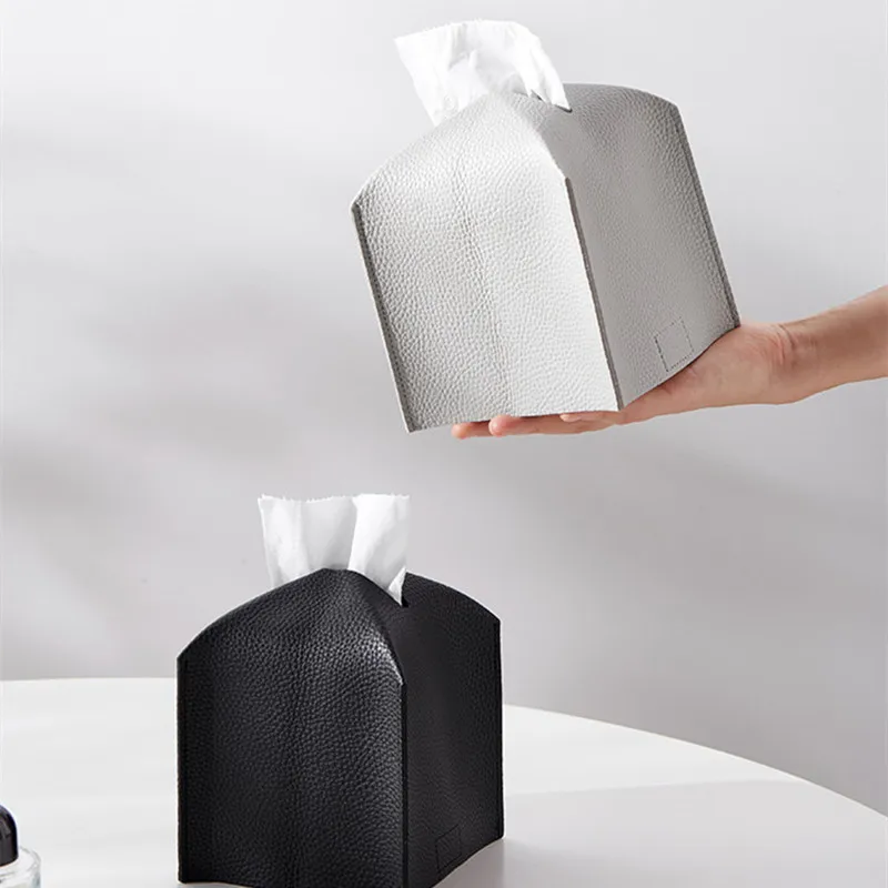 Modern PU Leather Square Tissue Box Cover Holder Decorative Holder/Organizer for Bathroom Vanity Countertop Night Stands Office tissue dispenser,tissue box