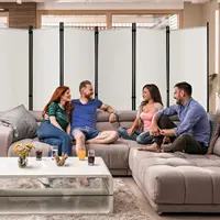 Ldaily 6 Panel Room Divider, 5.6Ft Tall Folding Privacy Screen With Wheels, Portable Freestanding Wear-Resistant Fabric 2