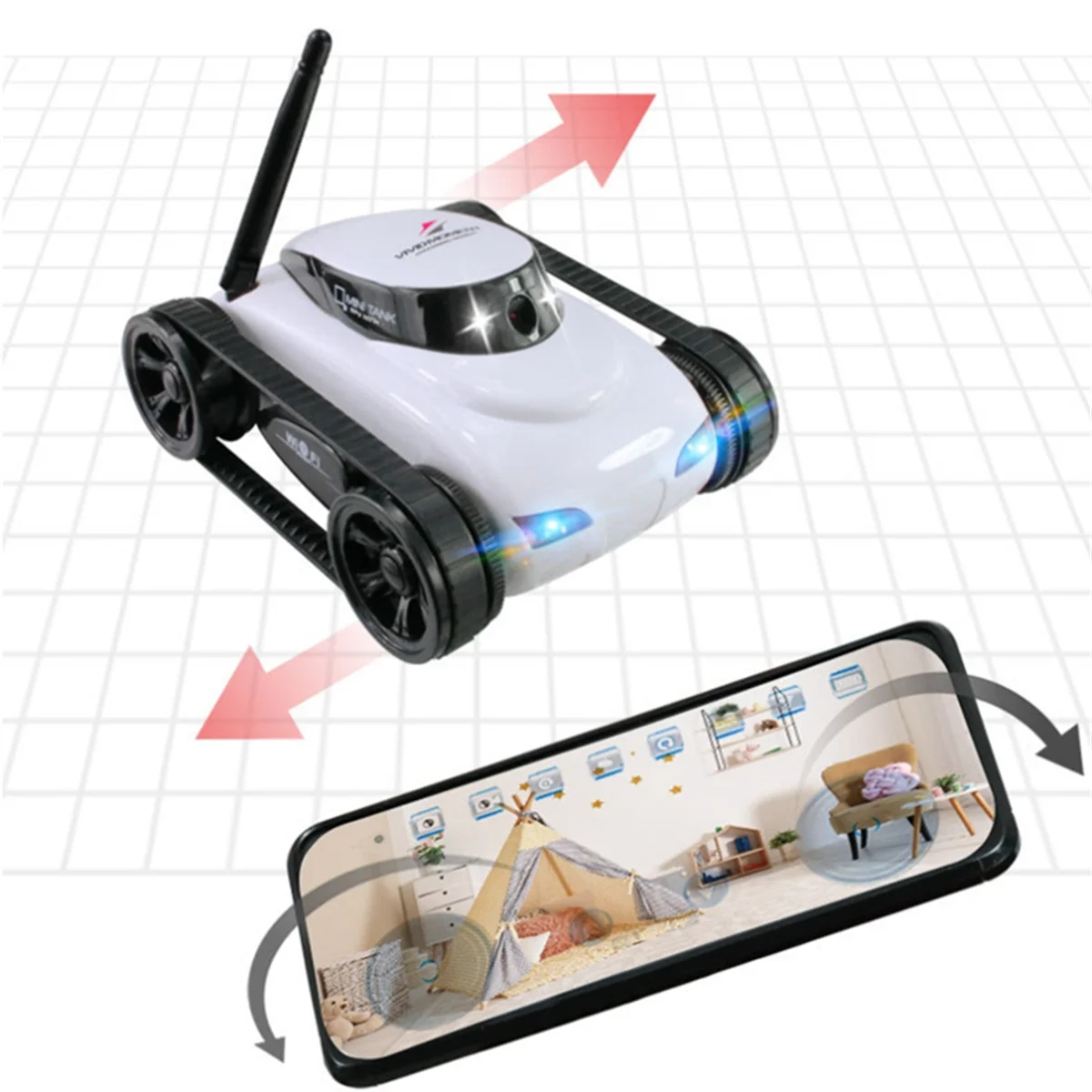 FPV WIFI RC Car Real Time Quality Mini Camera Video Remote Control Robot Tank Intelligent APP Wireless Toy for Kids 6