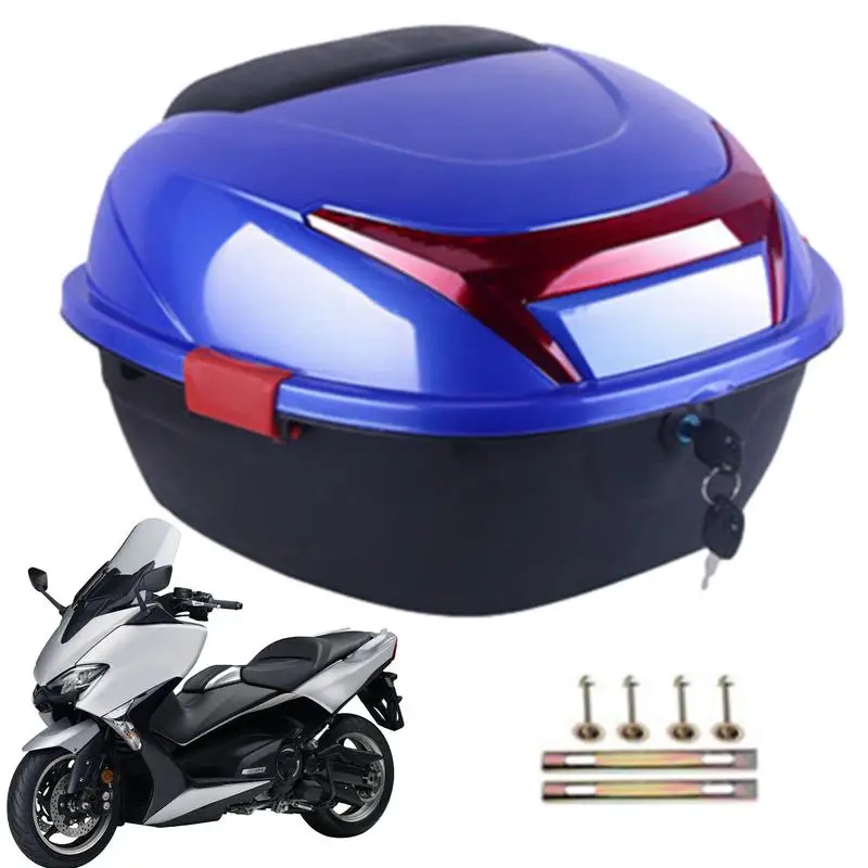 

Motorcycle Top Case Motorcycle Storage Trunk Box With Large Reflectors Thickened Motorcycle Luggage Organizer Top Case For Shoes