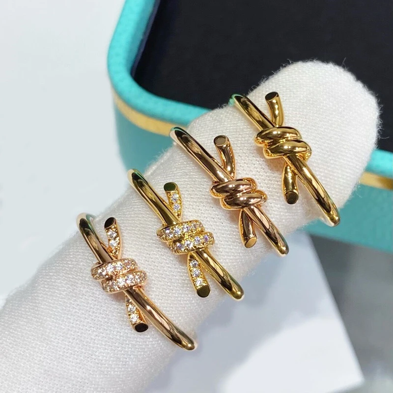 

SFE 2023 new rose gold knot ring temperament charm fashion brand exquisite jewelry Christmas gift