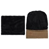 2022 New Fashion Men's Winter Knit Beanie Scarf Brand Maple Leaf Thick Lining Plus Velvet casual hat Solid color Soft Cap Bonnet 5