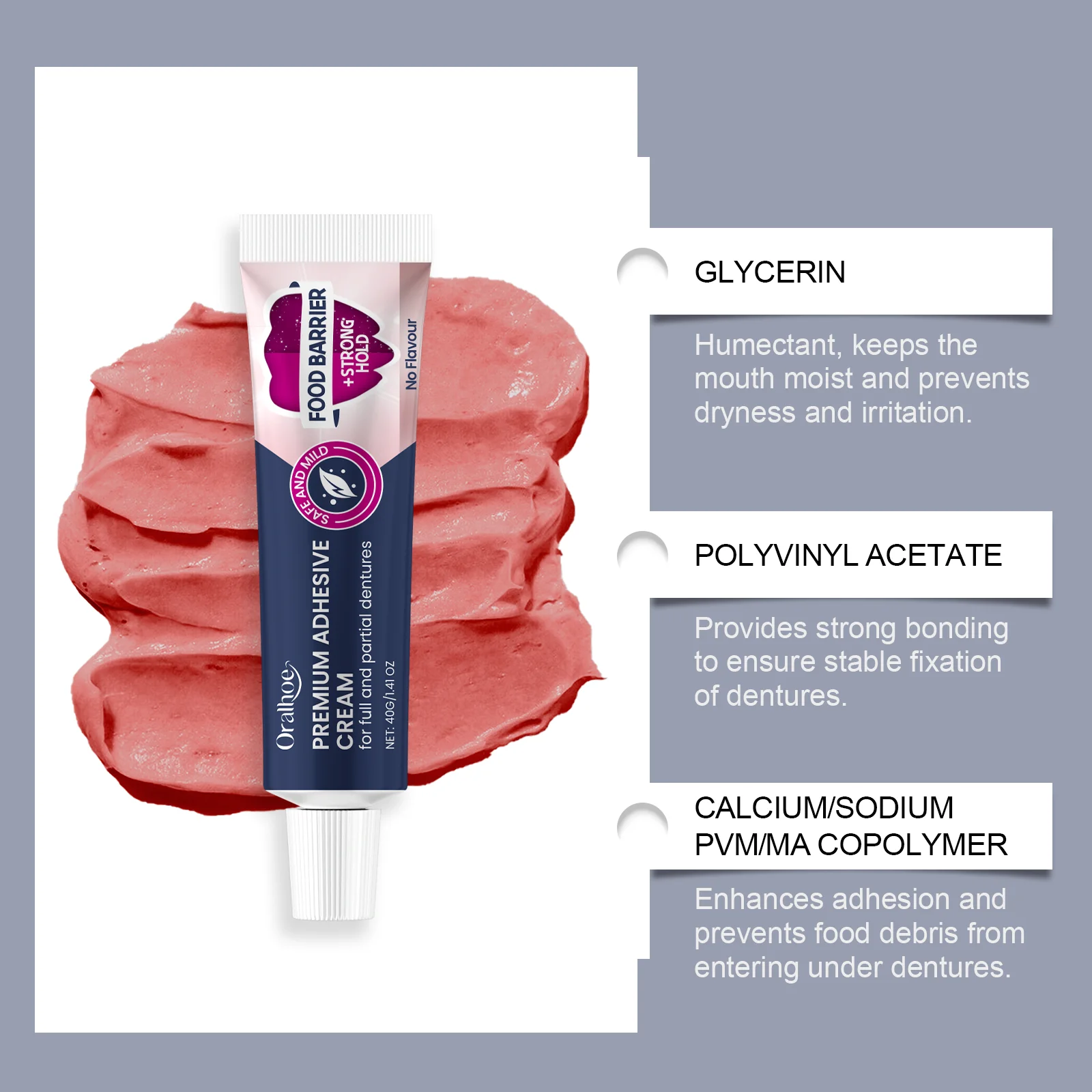 40g Fixodent Dental Adhesive Cream For Denture Original Strong Complete Professional Dentures Glue Dentistry Products