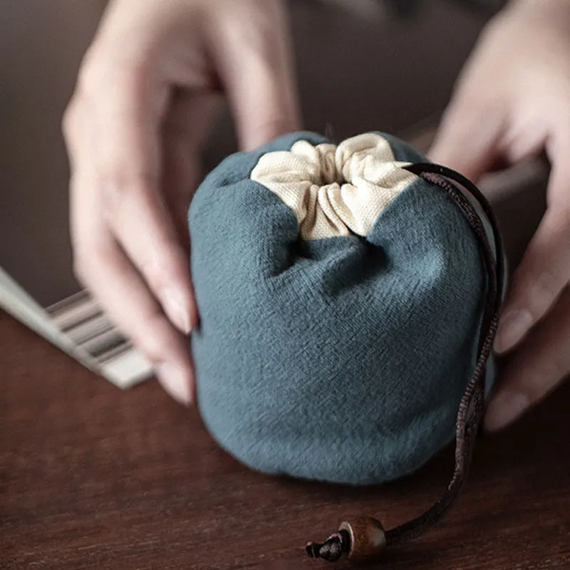 1Pc New Creative Tea Set Single Cup Fascicular Orifice Bundle Pocket Tea Can Storage Brocade Cotton Hemp Teaware Cloth Bag