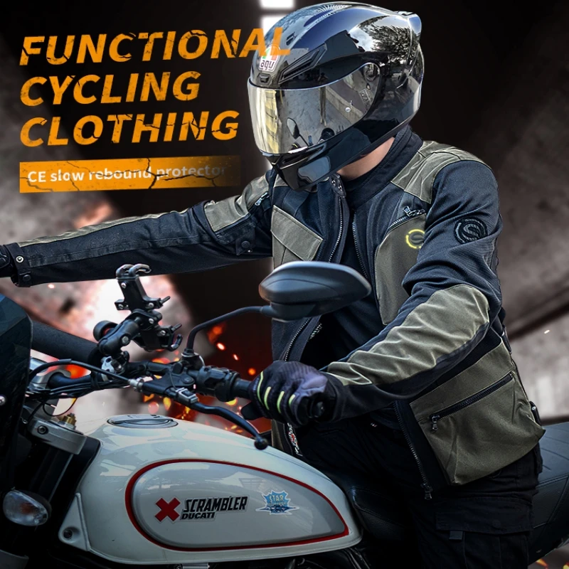 Star Field Knight Men's Motorcyle Jacket Mobility Performance Mesh Cycling Clothes Summer Breathable With Protective Equipemt