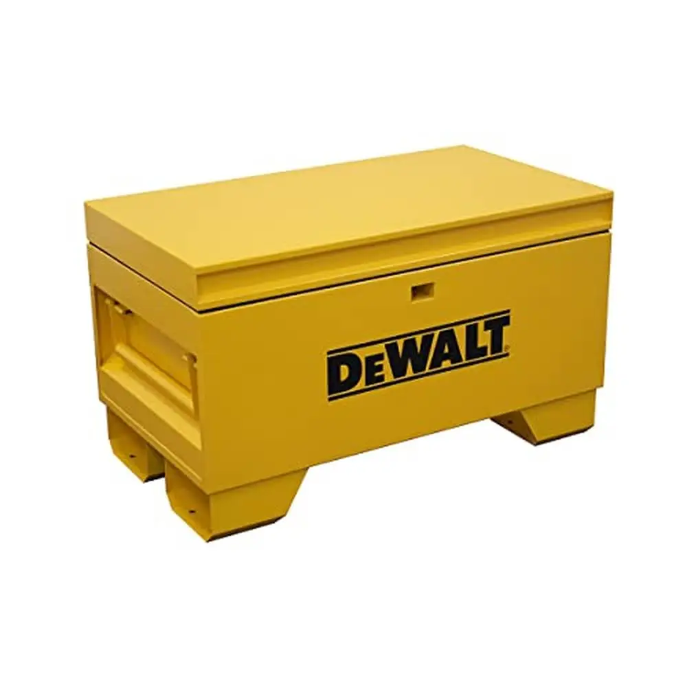 32" Steel Jobsite Box with Lid Support Weather Resistance Security Locks and Forklift Rails Durable and Convenient Storage 3