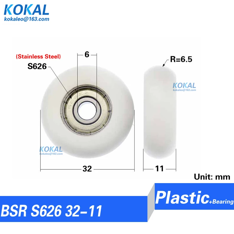[R0634-10] 10PCS 626zz 1.34inches outer diameter bearing roller wheel with POM coated bearing 6mm*34mm*10