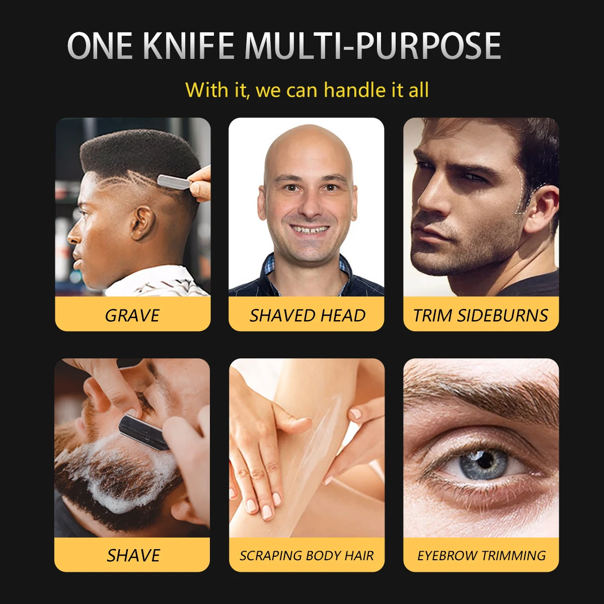 전문 스테인레스 스틸 이발사 면도날 날카로운 직선 면도기 수동 면도기 도구 - 손질 매니아를위한 선물