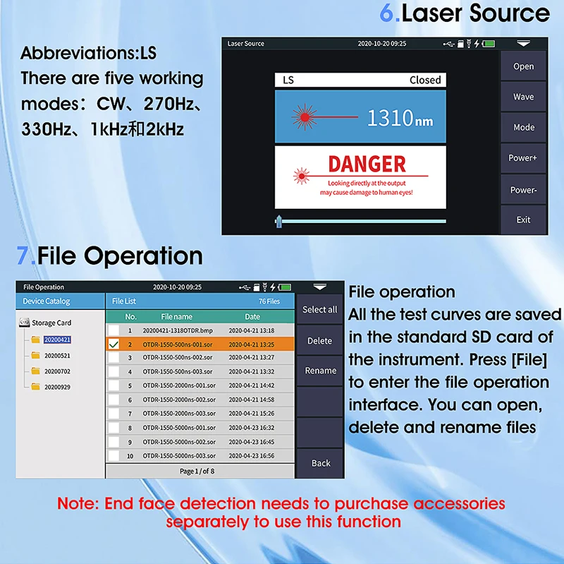 AUA800U/800A 100KM OTDR 24/22dB Touch Screen Optical Time Domain Reflectometer F