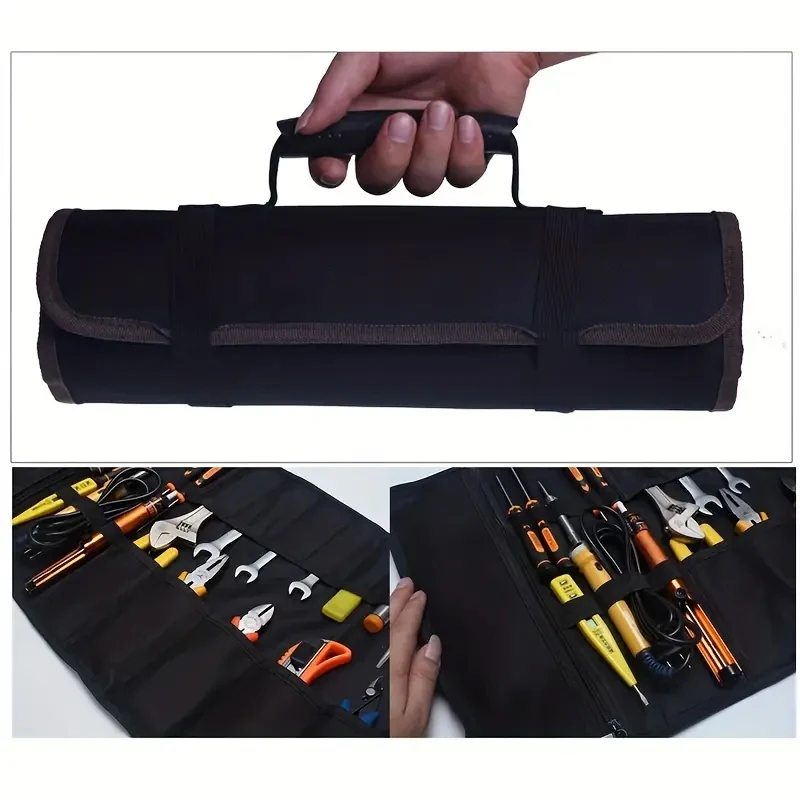 Bolsa de herramientas multifuncional tipo carrete, almacenamiento de alta calidad, mantenimiento de electricista, grueso, resistente al desgaste, Dacron, 1 ud.