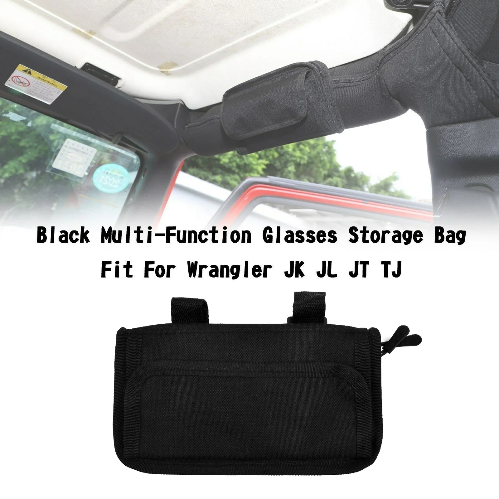 

Car Roof Storage Bag Roll Bar Grab Handle Sunglasses Holder For Jeep Wrangler TJ JK JL JT Multi-function Certificate Receive