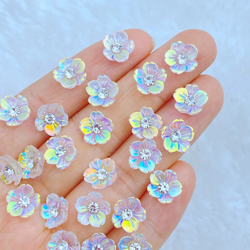 30pcs 새로운 귀여운 미니 반짝 이는 다이아몬드 꽃 네일 라인 석 보석 반짝이 네일 아트 쥬얼리 매니큐어 네일 장식 Accessorie