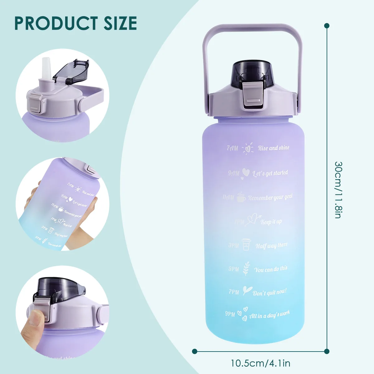2L Water Bottle Straw Sticker Sport Workout Portable Drinking Cup