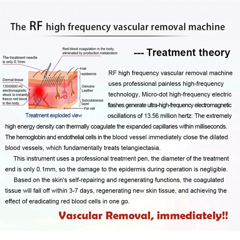 60W RF Red Blood Vessel Vascular Removal Facial Cleaner Beauty Machine High Frequency Needle Spider Veins Remover Skincare Tool 3
