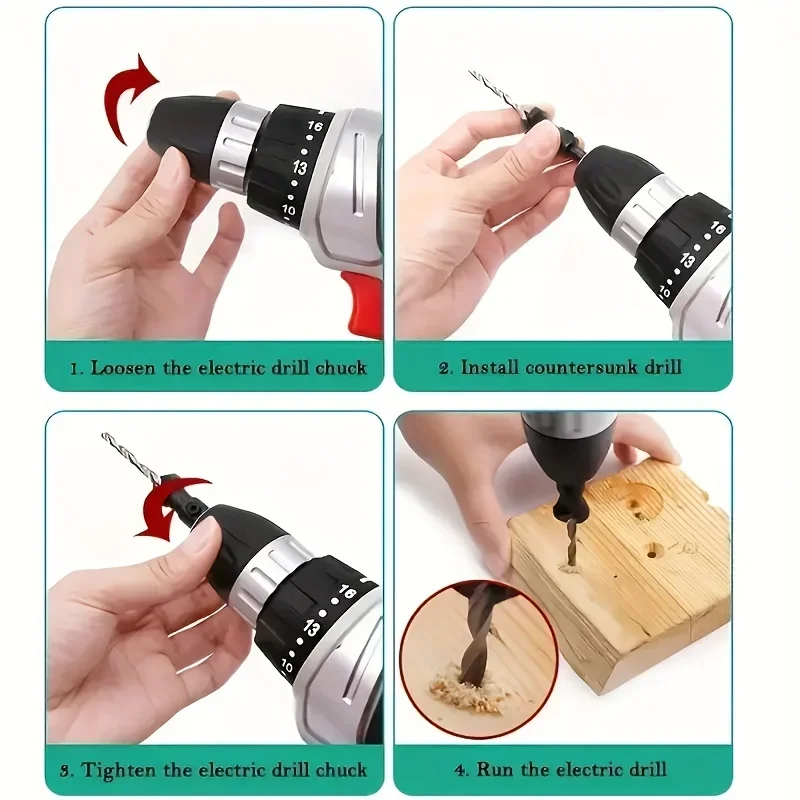 5PCS Woodworking Countersunk Head Drill And Chamfering One Piece Hexagonal Handle Countersunk Fried Dough Twist Drill drill bit set drill bits drill bit woodworking drill woodworking chamfering tool woodworking tools countersink drill bit woodworking countersink woodworking drill tool set woodworking drill bits woodworking drill accessories countersink drill drill cutter
