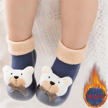 Toddler Indoor Sock Shoes Newborn Boy Girl First Walkers Anti-slip Soft Socks Winter Warm Rubber Infant Animal Cute Sock Shoes