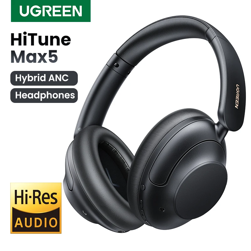 Ugreen Hitune Max5 Hybrid Active Noise Cancelling Auricolare Wireless Over Ear Cuffie Bluetooth 90H Playtime Hi-Res Audio Ldac