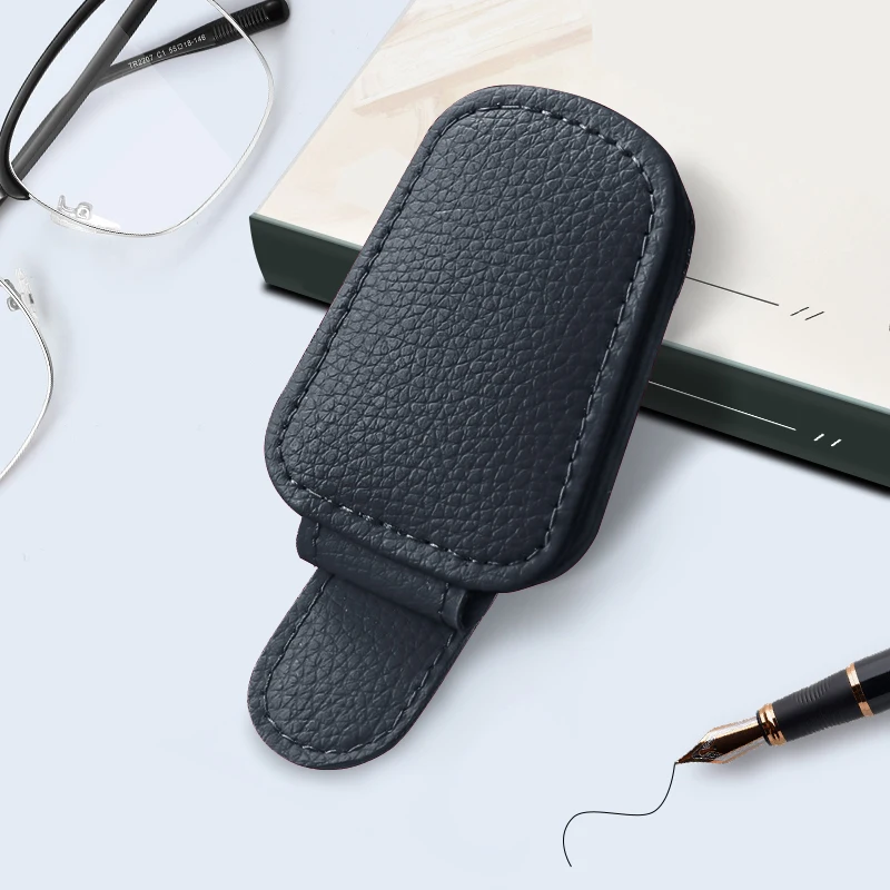 Premium Leather Magnetic Sunglasses Holder with Multifunctional Clip