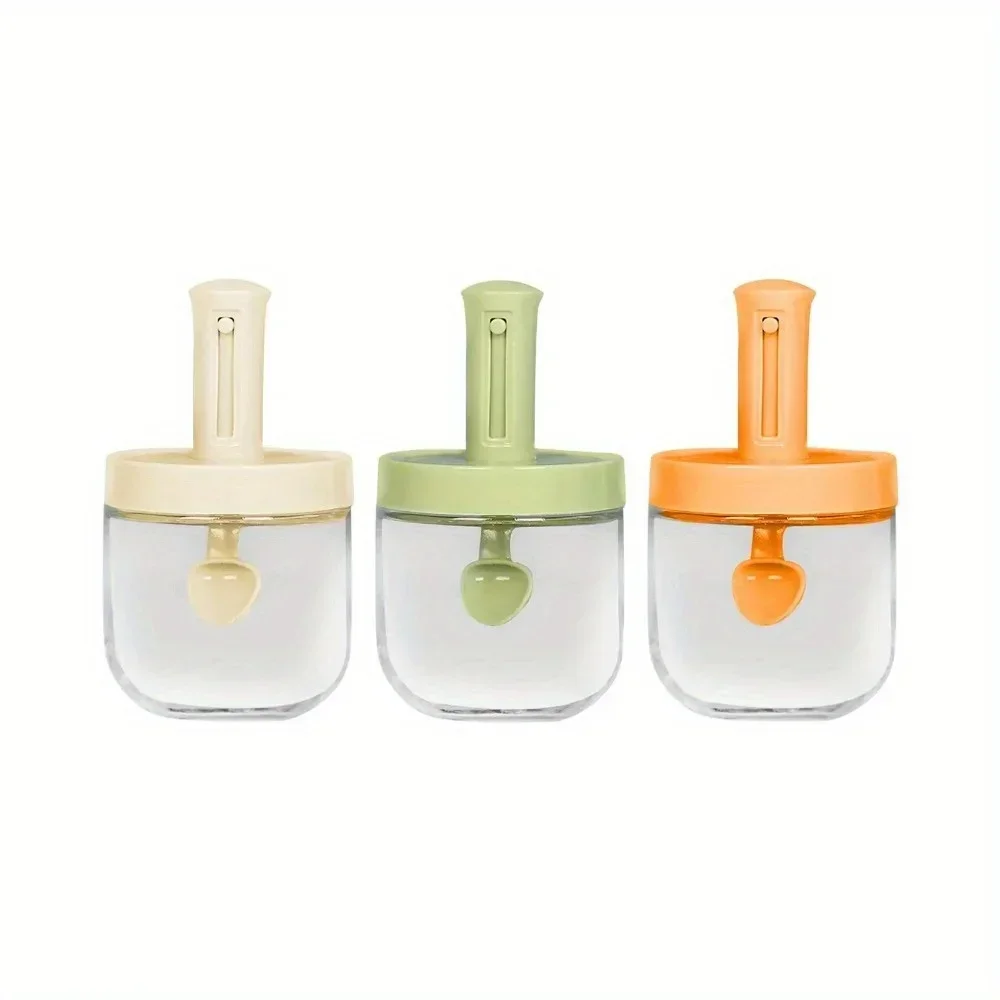 1PC Glass Spice Jar Sugar Bowl Airtight Lid Salt Storage Container Telescopic Salt and Pepper Shakers Seasoning Organizer