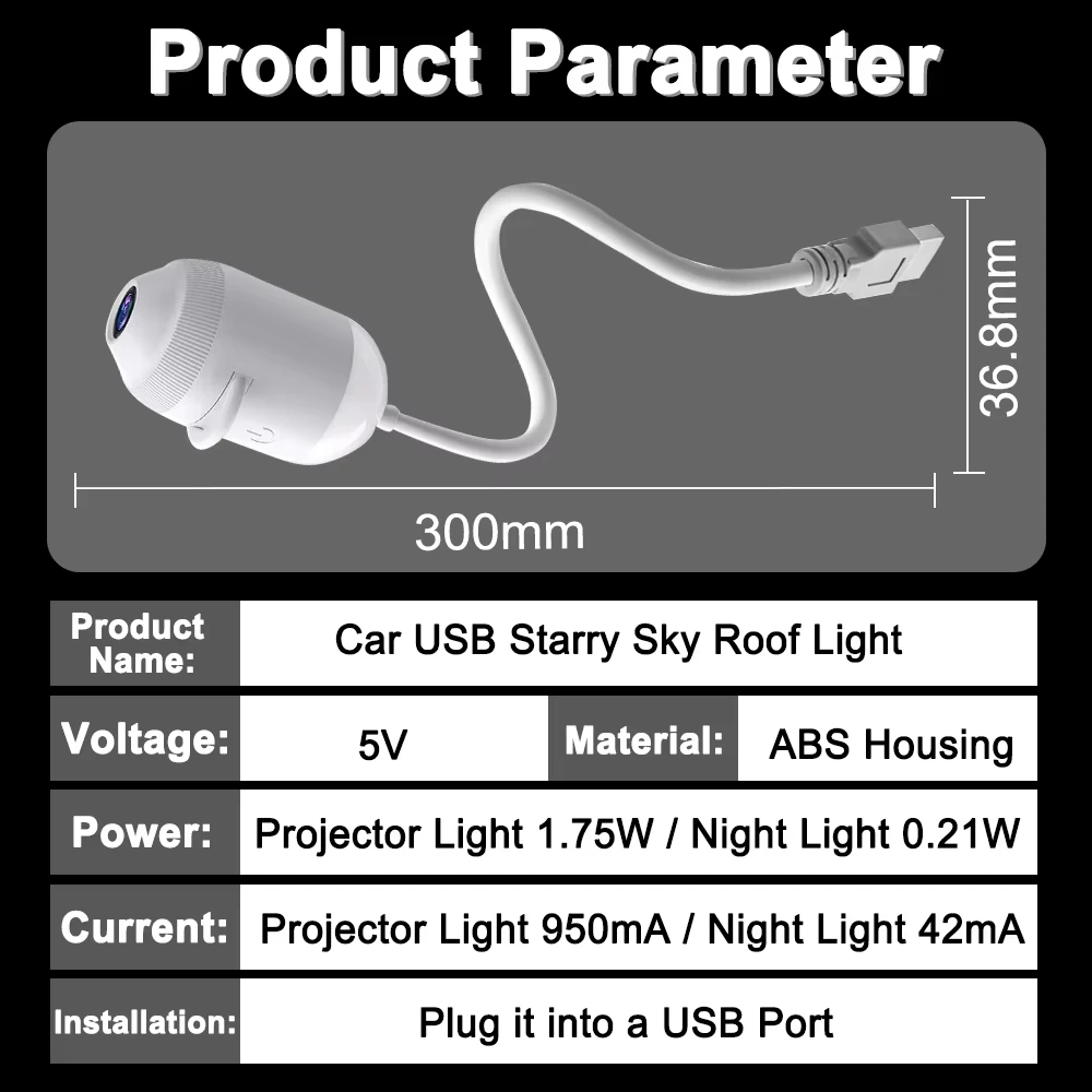 360 ° Illuminazione Ambientale a Proiezione di Stelle e Galassie per Interni Auto, Proiettore Cielo Stellato Regolabile con Controllo Touch USB - immagine 6