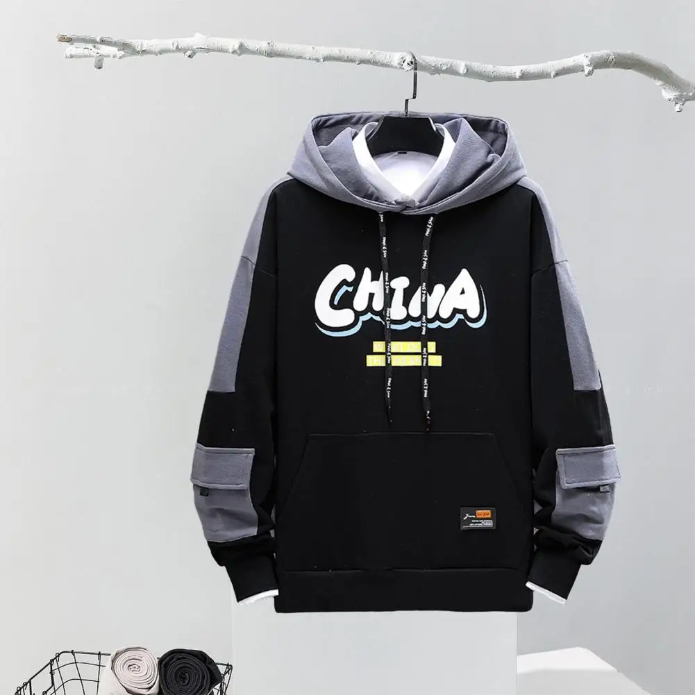 

Fashionable Men Hoodie Stylish Men's Hip-hop Hoodie Sweater with Large Pockets Harbor Wind Tops Pullover A for Fashionable