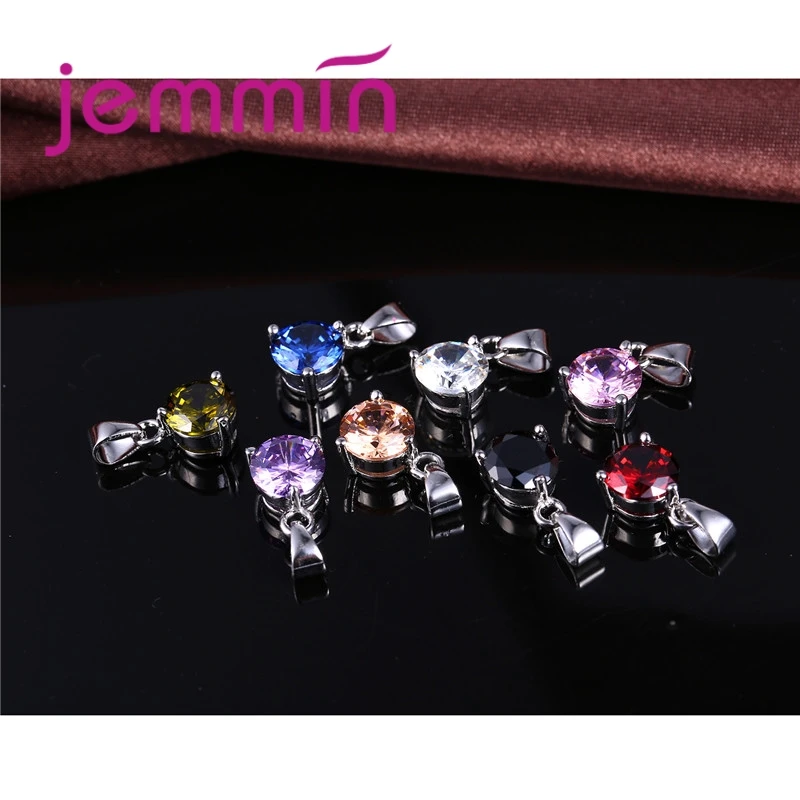 8 Colour AAA Crystal Jewelry Set 925 Sterling Silver Earring Necklace Set Women Girls Party Three-Claw Gift