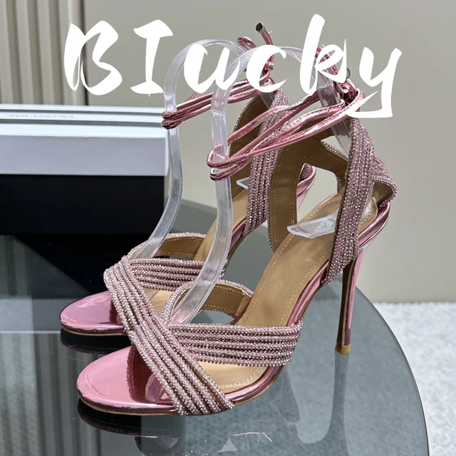 2023 New Ankle-Wrap Women's Sandals Summer Sexy Peep Toe High Heels Stretch  Fabric Zipper Ladies Shoes Fashion Party Pumps - AliExpress