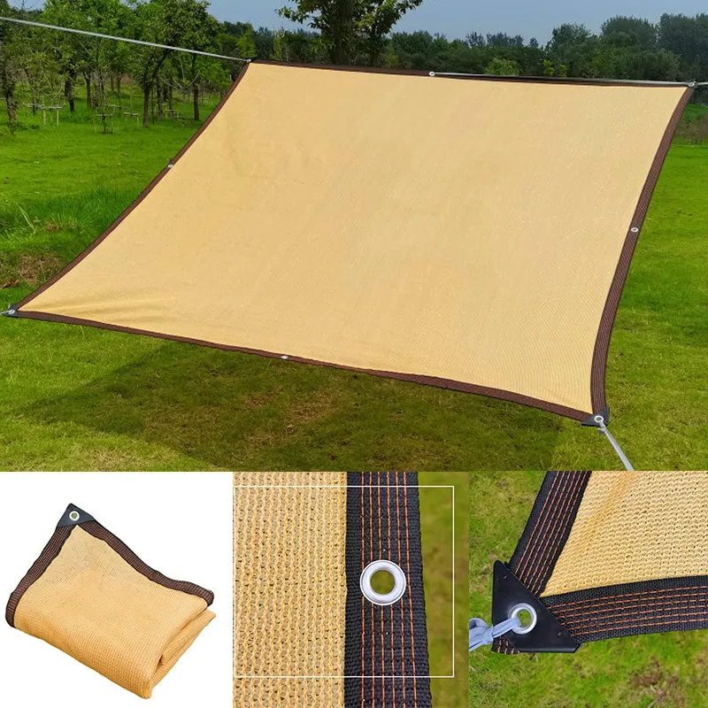 

New Upgrade Beige Sunshade Net Anti-UV Outdoor Pergola Awning Garden Succulent Plants Sun Shelter Swimming Pool Sun Shade Sail