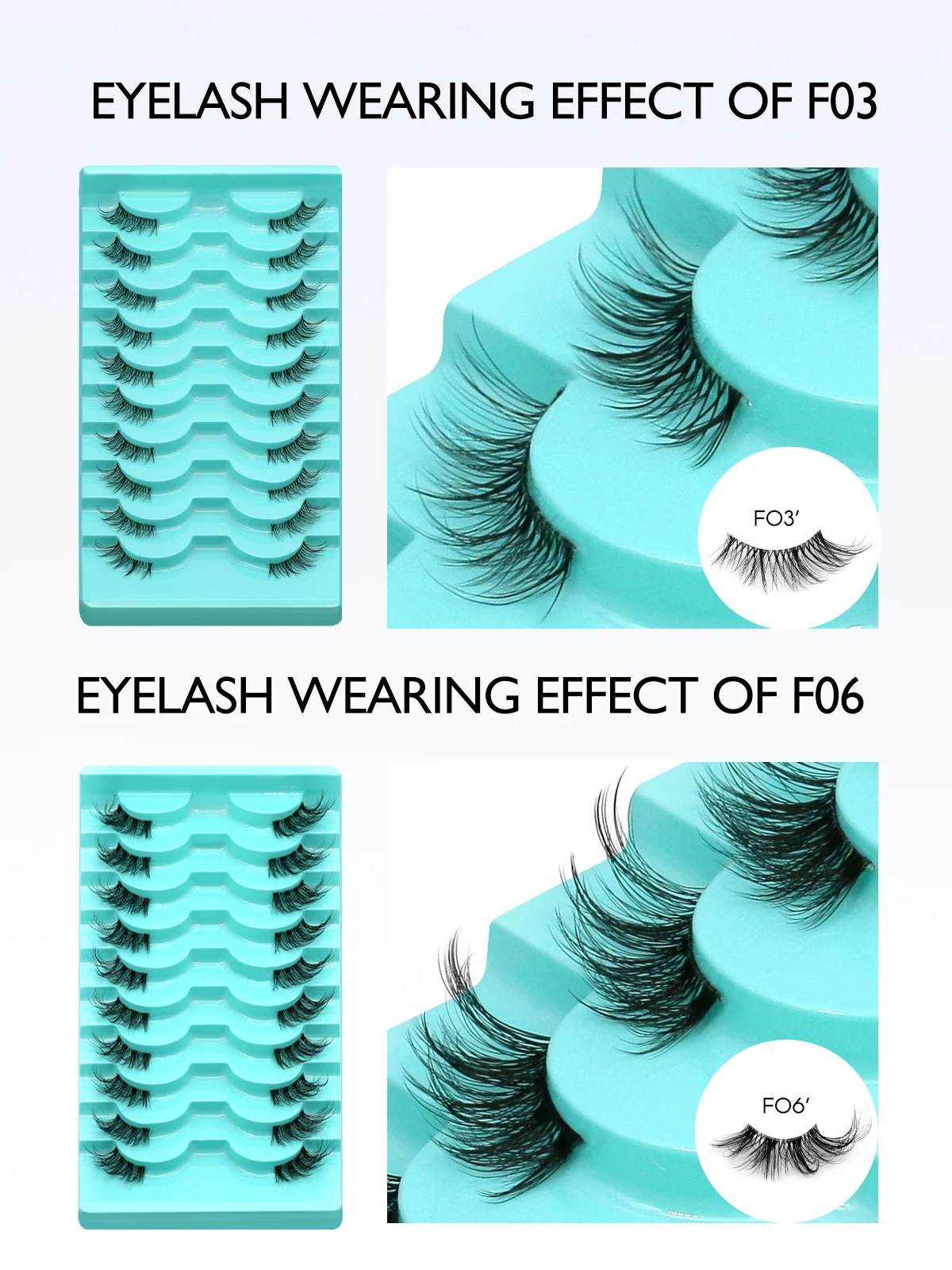 Fake Eyelashes GROINNEYA Half Eyelashes Natural Long Clear Band Lashes