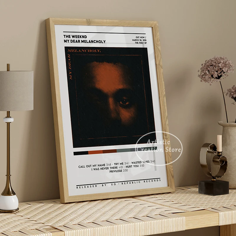 힙합 래퍼 The Weekend 음악 앨범 포스터 스타보이 커버, 캔버스 페인팅 인쇄 사진, 룸 바 월 아트 홈 장식 선물