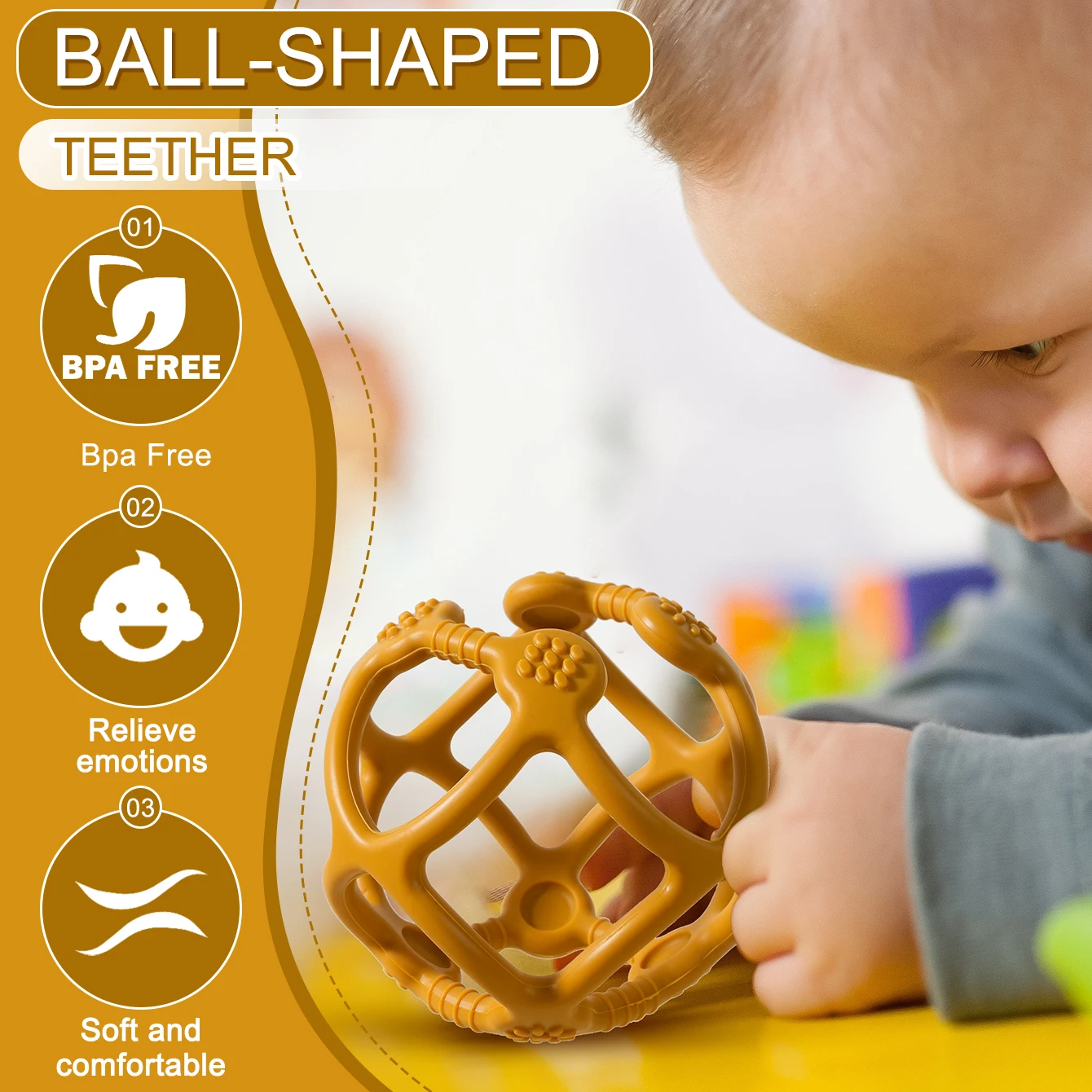 Color Kids 1PCS Silicone Baby Toy Ball Shape Chewing Toys