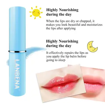 Lanbena 건조 완화 진정 립 밤, 건조 입술 플럼퍼 보습 립 케어, 가시적인 결과 히알루론산 스무스