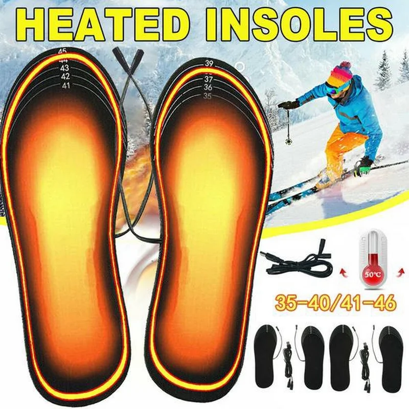 

USB Heated Shoe Insoles Electric Foot Warming Pad Feet Warmer Sock Pad Mat Winter Outdoor Sports Heating Insole Winter Warm