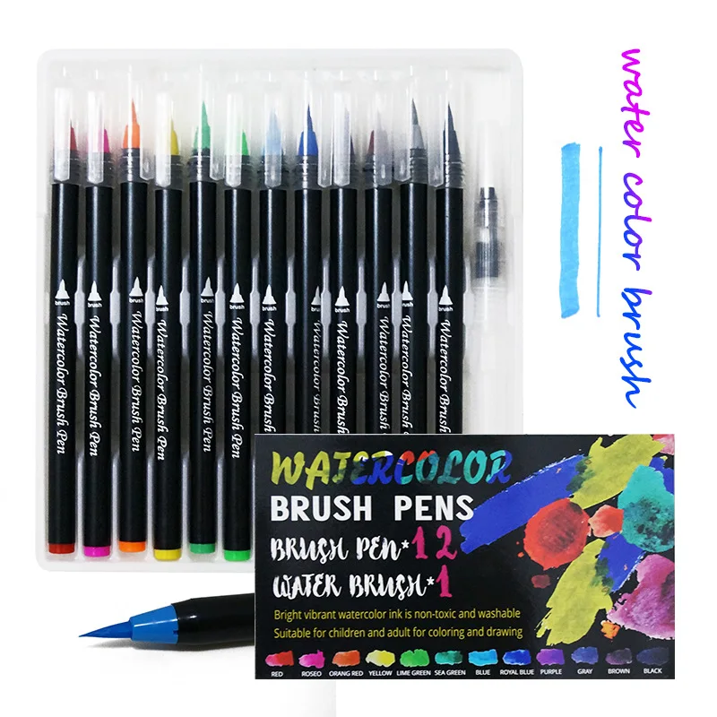 20+1 20pcs Brush Pen Watercolor Paint Brushes Calligraphy Marker Pens  Coloring Drawing School Art Supplies - AliExpress