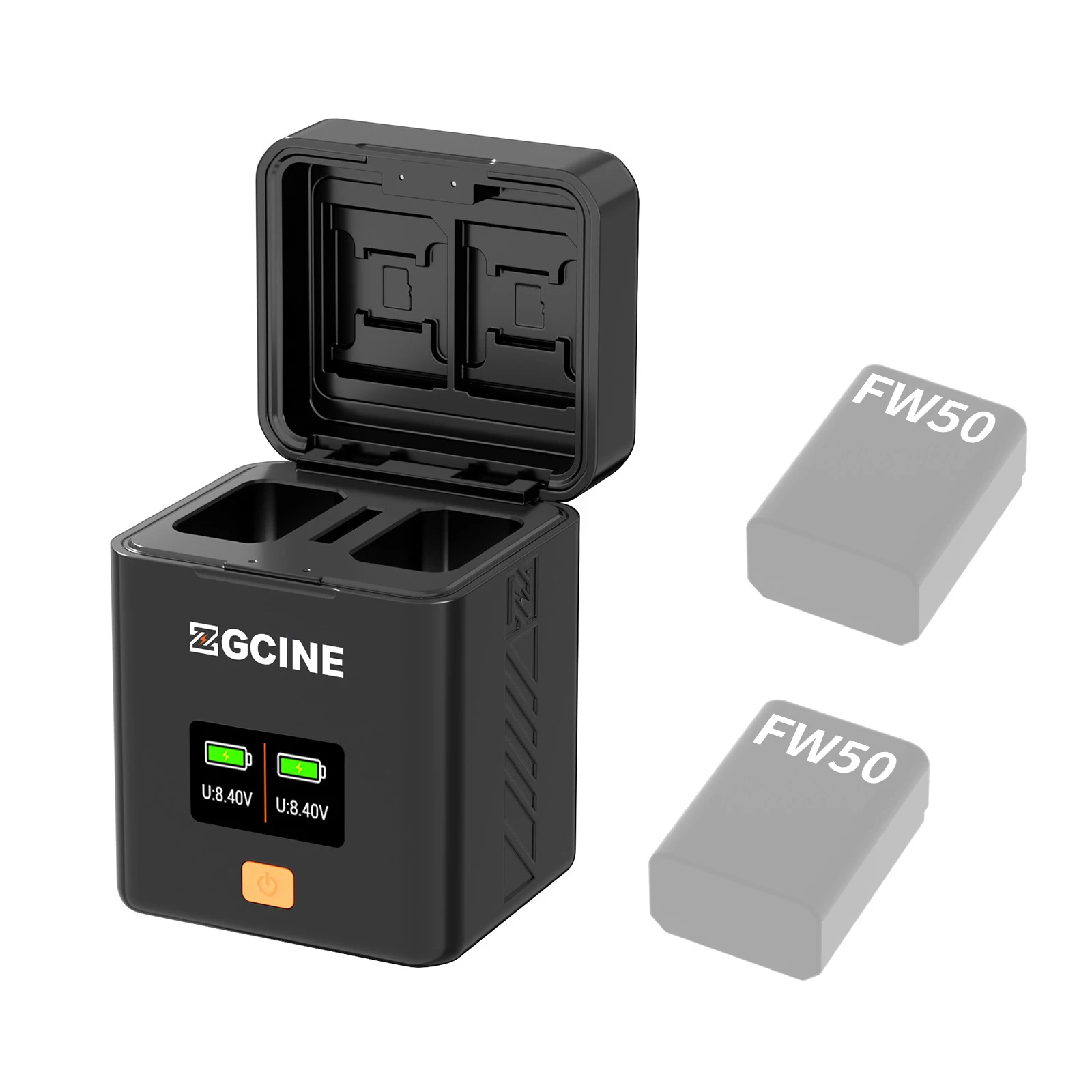 ZGCINE PS-FW50 USB-C Dual Charger Case Box for Sony NP-FW50 Battery, Compatible with Sony ZV-E10 Alpha a6500, a6300, a6000, a7,
