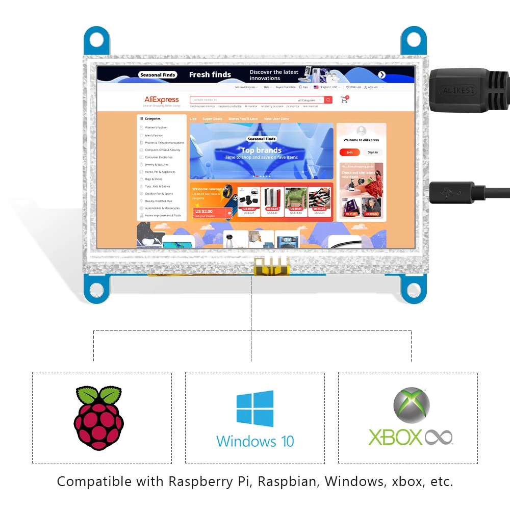 4.3inch customized TFT lcd display for raspberry pi 5  Orange PI module AIDA64 electronic touch screen with touch panel monitor