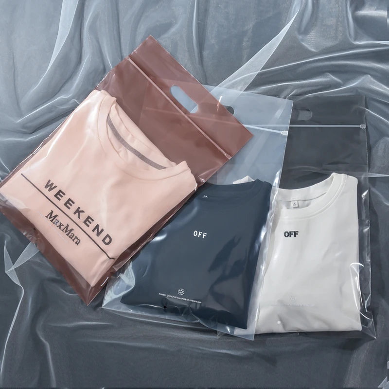 의류 투명 포장 지퍼 가방, PE 자체 접착 지퍼 티셔츠 선물 가방, 의류 가방, 맞춤 로고, 50 개