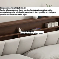 Lit double moderne nordique en bois massif avec rangement, taille King/Queen, pour chambre à coucher, avec tiroirs sous le lit et tête de lit avec rangement intégré 5
