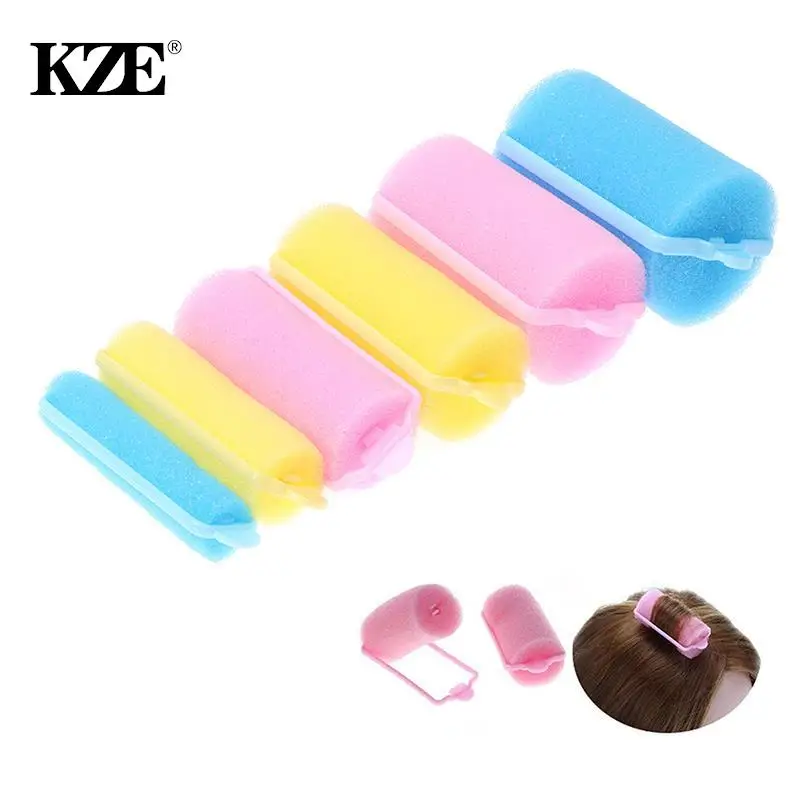 5 12pcs Pink Soft Sponge Foam Cushion Hair Rollers Curlers Salon Barber