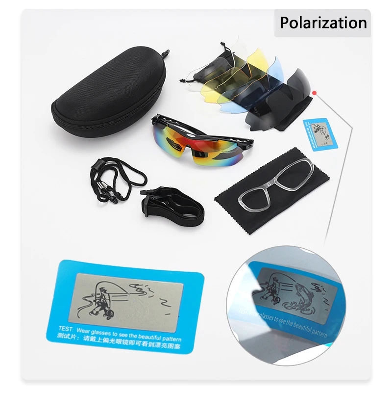 Polarized Sports Glasses Outdoor road cycling UV protective glasses for men and women mountaineering and camping sunglasses with 5 lenses