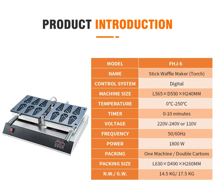 Description Picture 2 of itemDigital Commercial Waffle Grill Sausage Hot Dog Maker Crispy Milk Stick Doughnut French Waffle Fish Shaper Machine