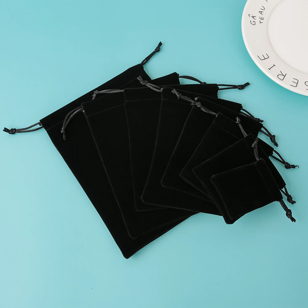 5 Stück rote dicke Samtbeutel mit Kordelzug, Verpackungs-Display-Tasche für Ring, Ohrring, Halskette, Armband, Anhänger, Aufbewahrungsorganisator – Detail 4