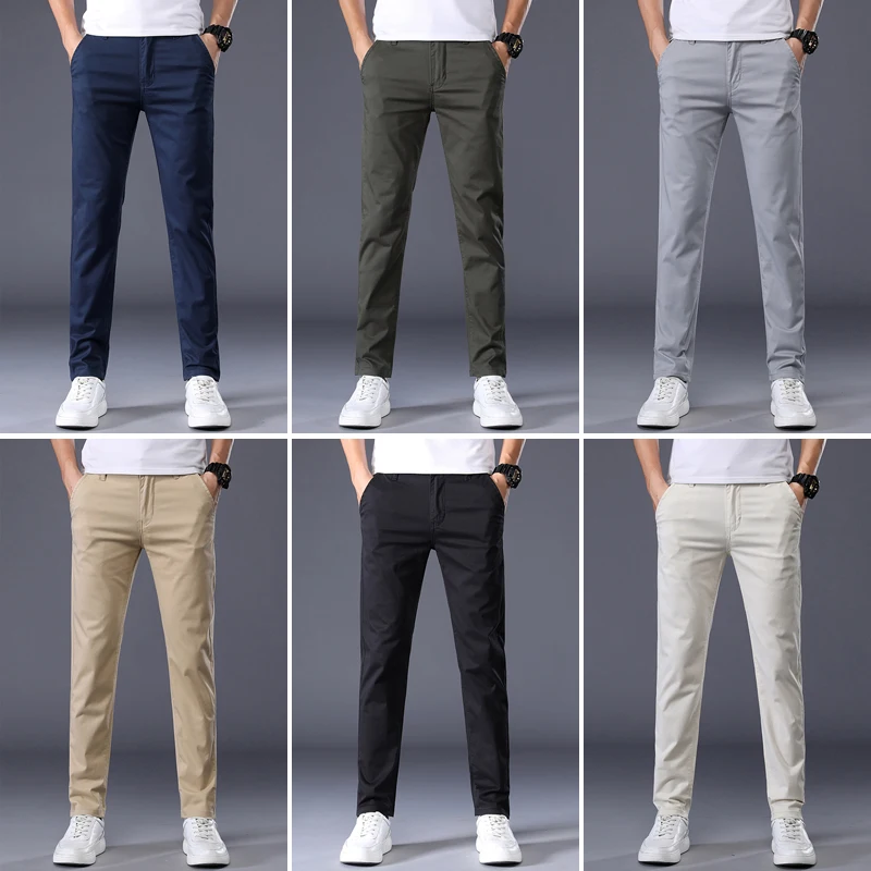 7 Colors Men Classic Solid Color Summer Thin Casual Pants Business