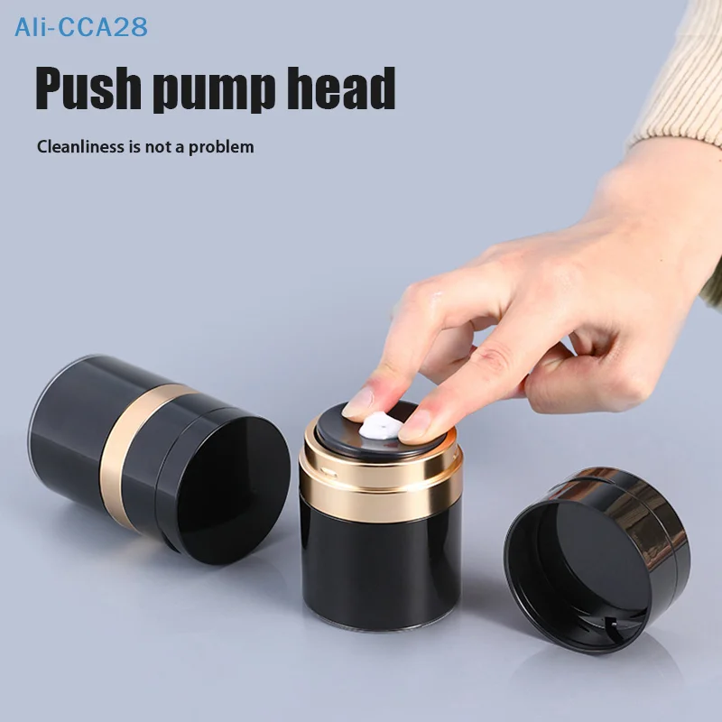 

30ml Black Airless Pump Jar Refillable Cream Jar Vacuum Bottle Travel Size Empty Container With Mirror For Cream And Lotion