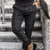 Checkered Pattern Fashion Men Trousers Plaid Loose Autumn Winter Vintage Men's Pants Business Casual Straight Leg Slim Pants 5
